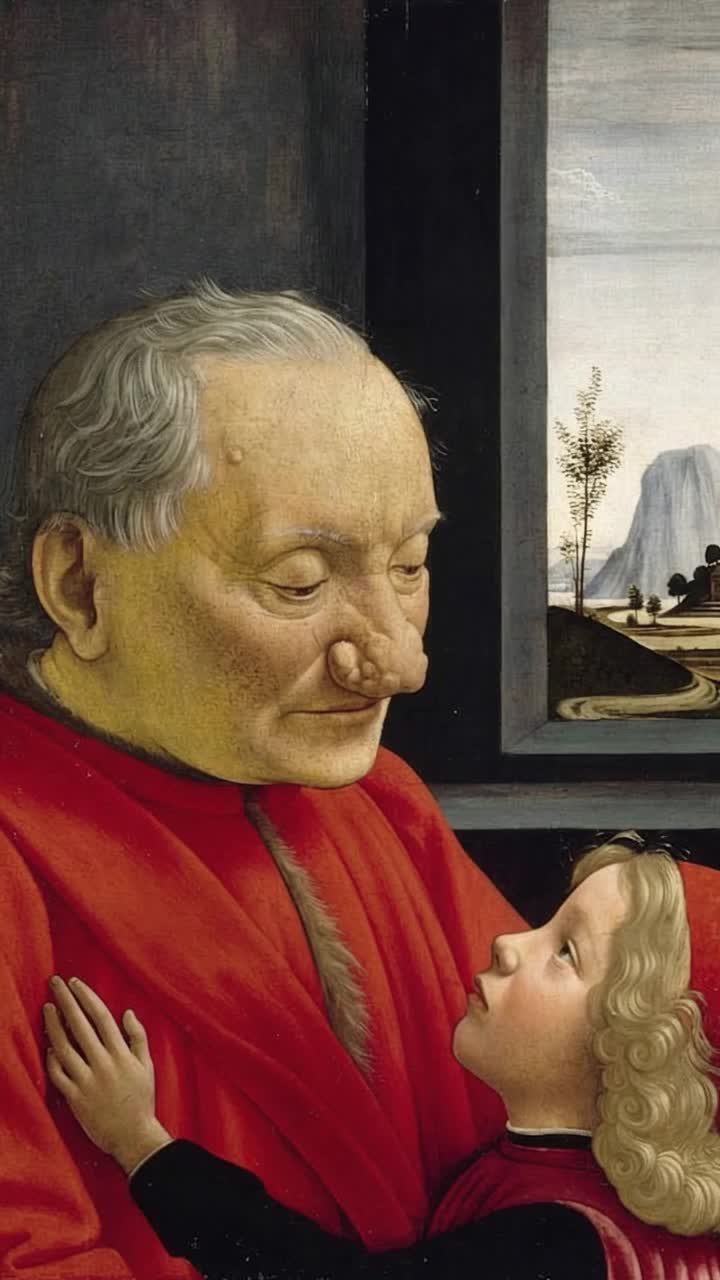 Domenico Ghirlandaio, Ritratto di vecchio con nipote. Musée du Louvre, Parigi